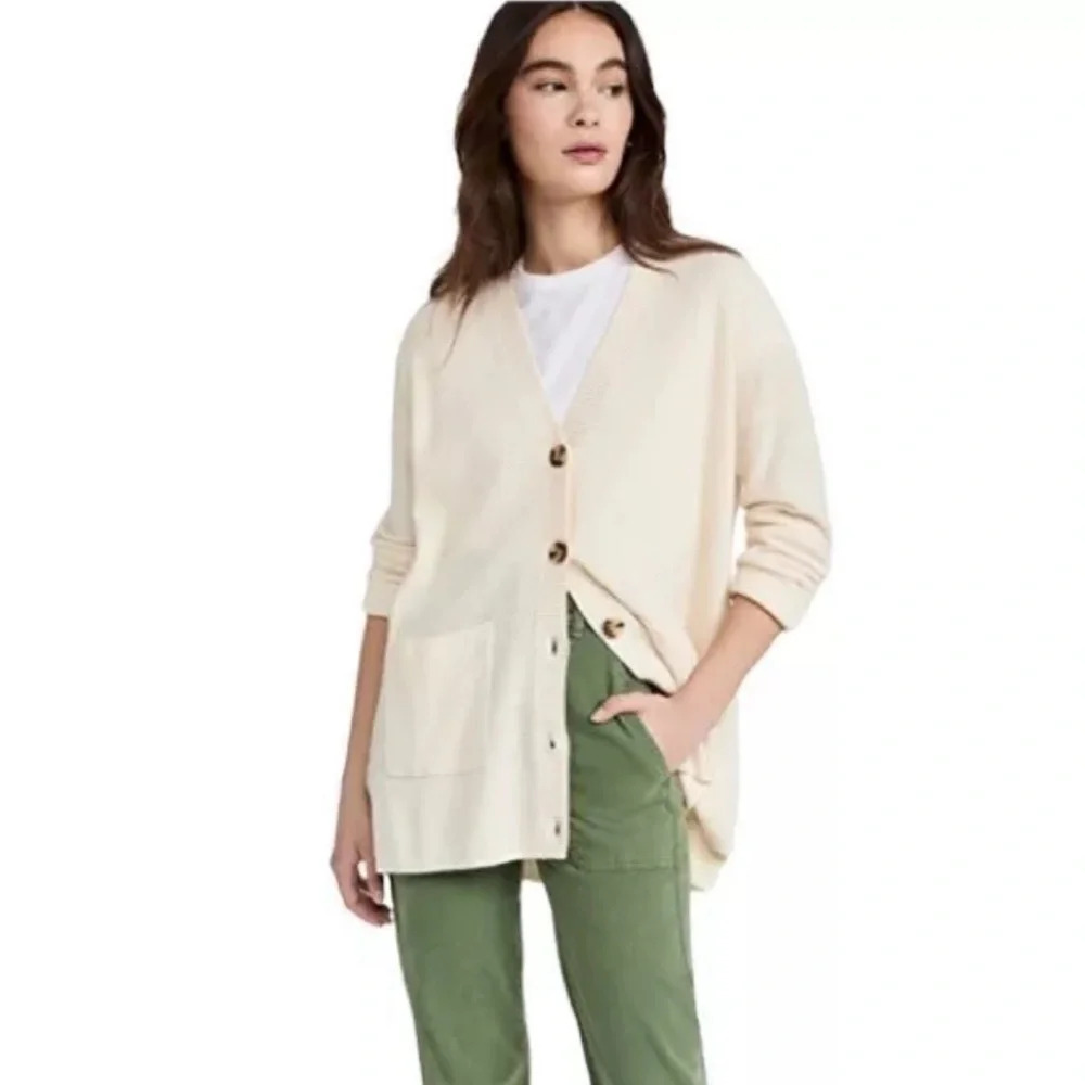 Madewell Asherton Waffle Cardigan Sweater Oversized Ivory Size XS Cozy Neutral